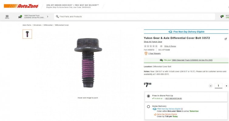 Boutique ala carte pricing -- Yukon Gear & Axle Differential Cover Bolt 33572.jpg