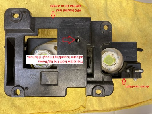 Hole in bracket to accommodate Up-Down adjuster screw rear view.jpg